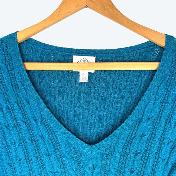 90s Grandmacore Blue Rib Knit Sweater Pullover Women's XL Y2K Preppy, Academia - Picture 4 of 12